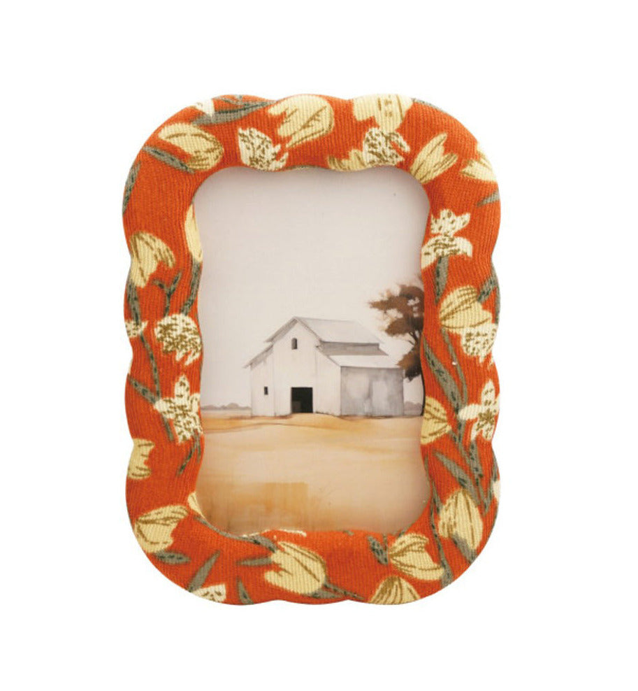 Rectangle Fabric Covered Photo Frame with Floral Pattern
