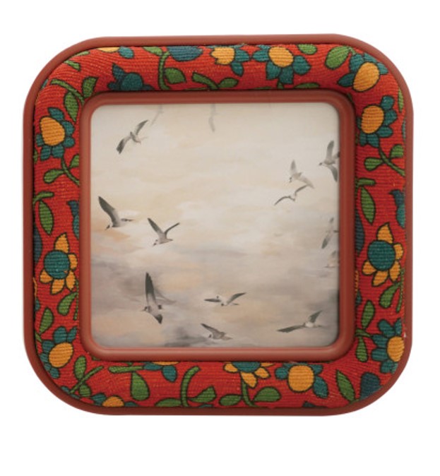 Square Fabric Covered Photo Frame with Floral Pattern