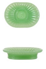 Green Embossed Milk Glass Soap Dish