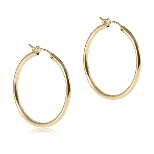 Round Gold 1.25" Hoop Smooth Earrings