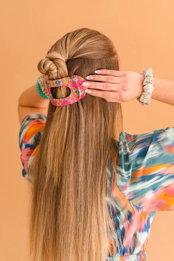 Fuschia Dream Large Flat Round Hair Clip