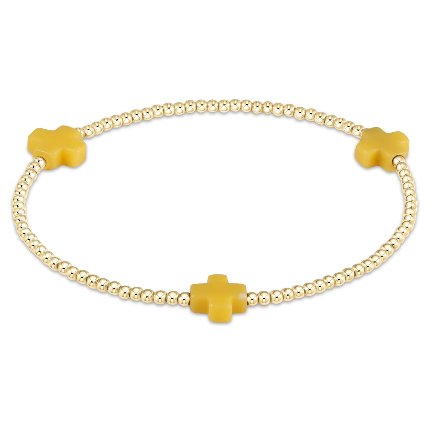 Canary Signature Cross 2mm Gold Bracelet