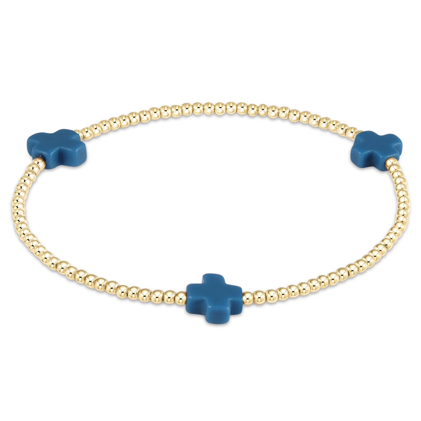 Cobalt Signature Cross 2mm Gold Bracelet