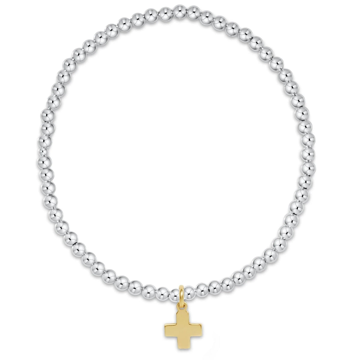 Extends Classic Mixed Metal 3mm Bracelet - Signature Cross Gold Charm