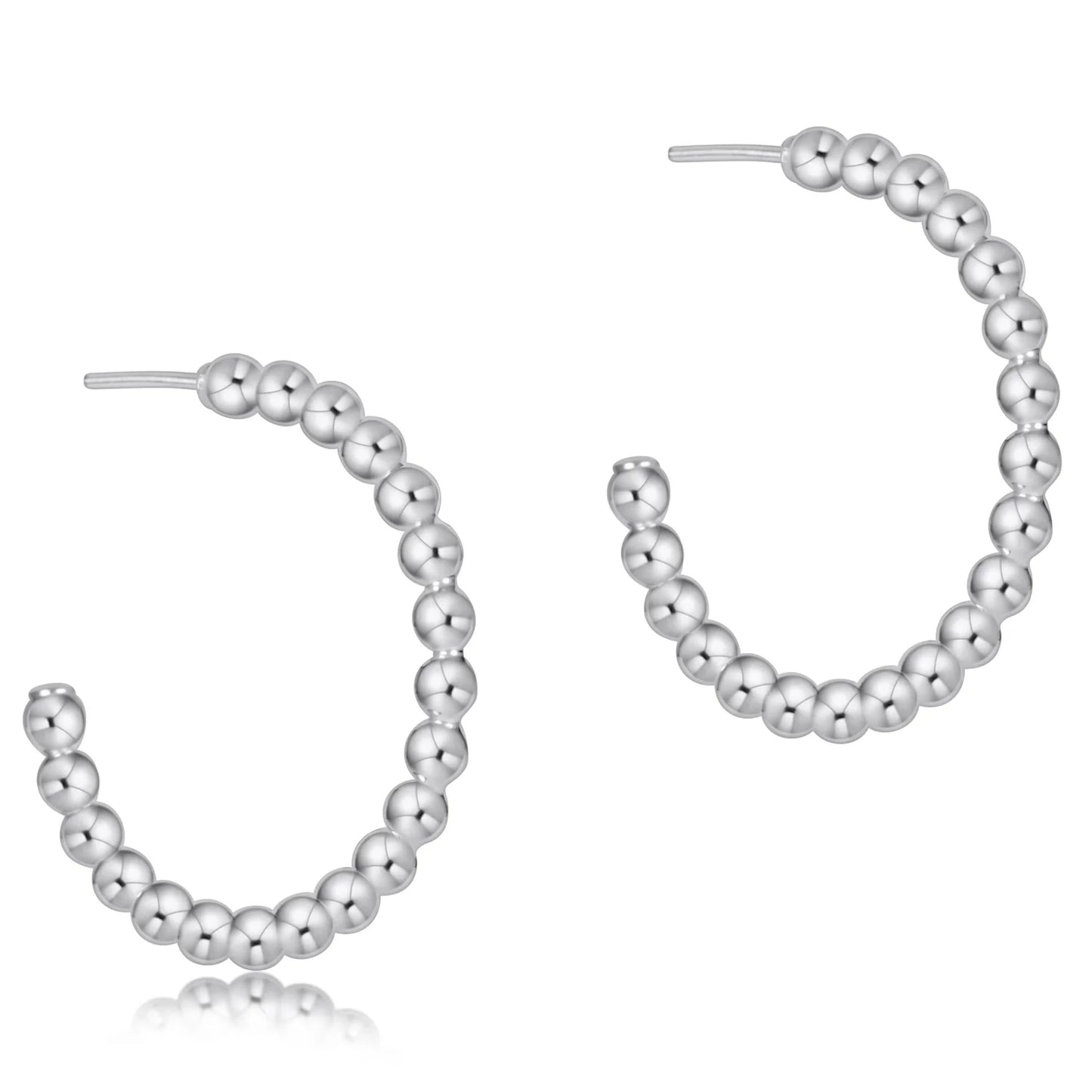Beaded Classic 1.25" Post Hoop 4mm Sterling