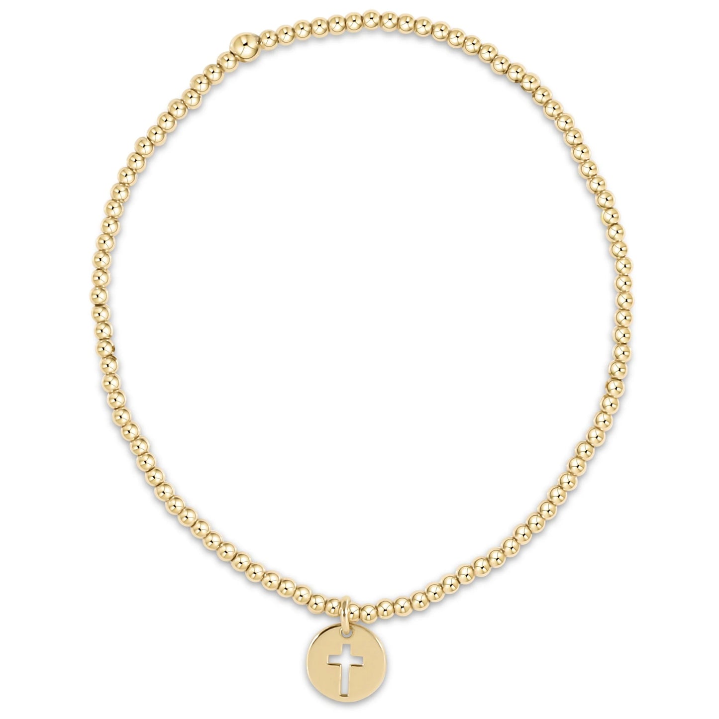 Classic Gold 2mm Bead Bracelet Blessed Small Gold Charm