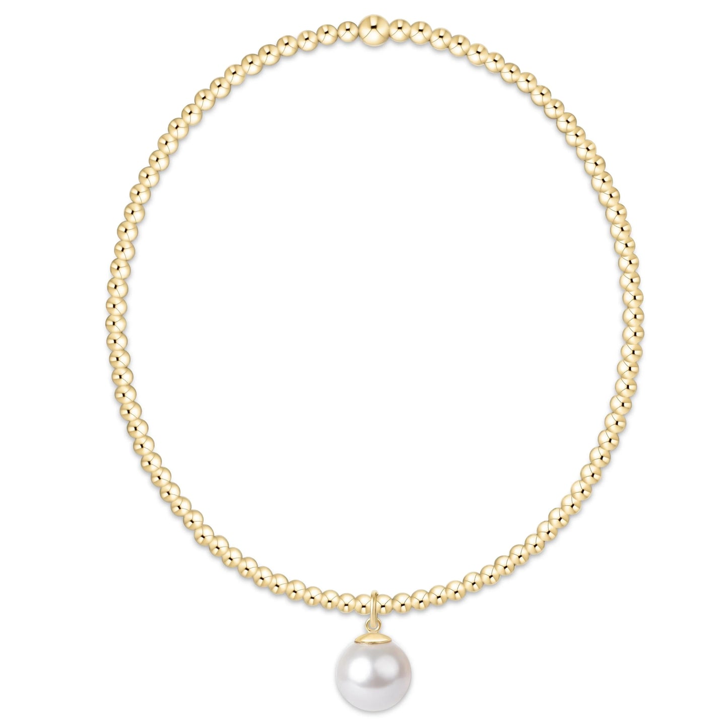 Classic Gold 2mm Bracelet Classic Pearl 8mm Charm