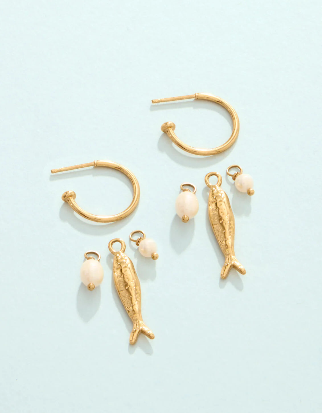 Sardines Convertible Hoop Earrings Gold