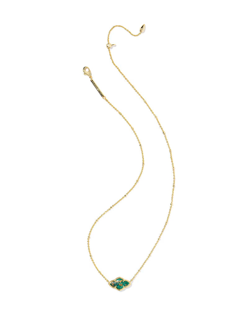 Abbie Pendant Necklace Gold Bronze Veined Green Malachite