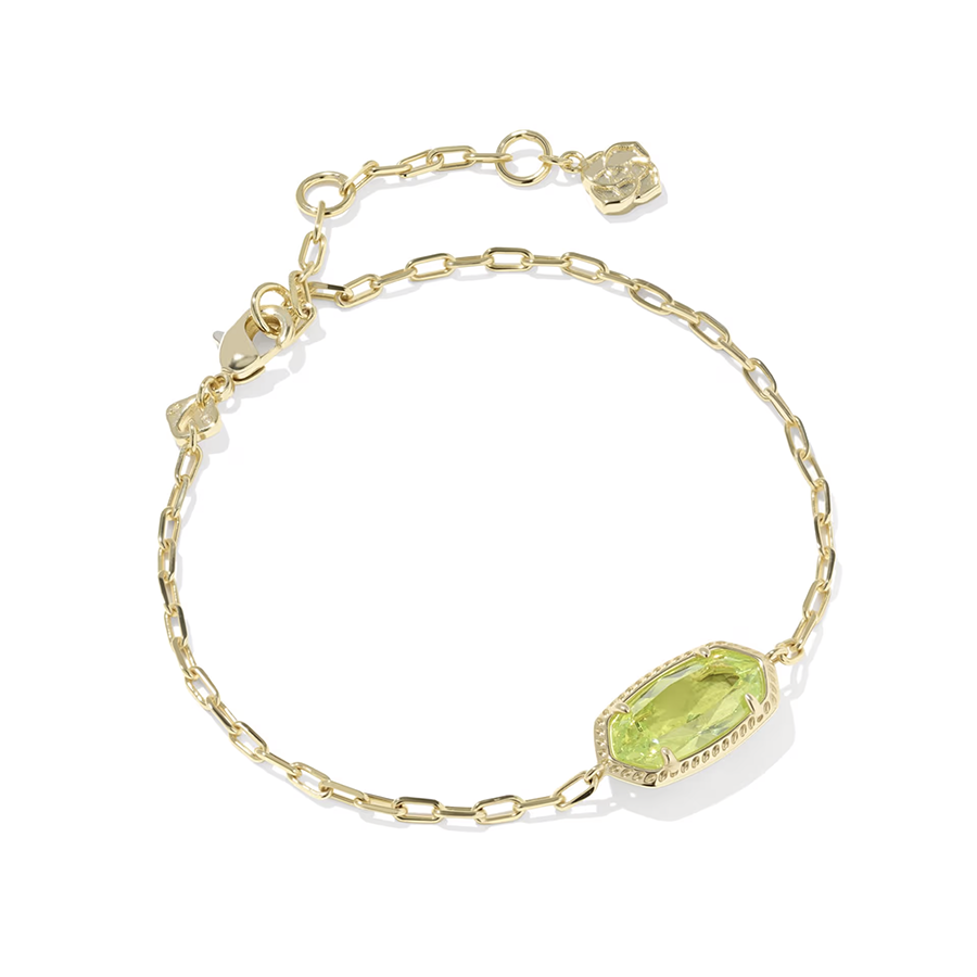 Elaina Luxe Chain Bracelet Gold Light Green CZ