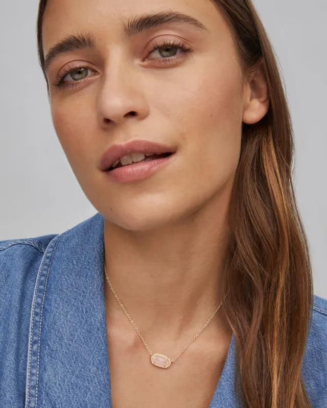 Elisa Pendant Necklace Gold Rose Quartz