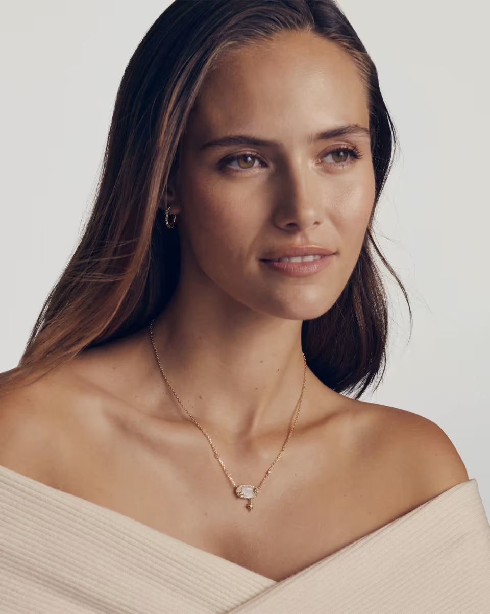 Elisa Star Short Pendant Necklace Gold Crystal Ivory Illusion