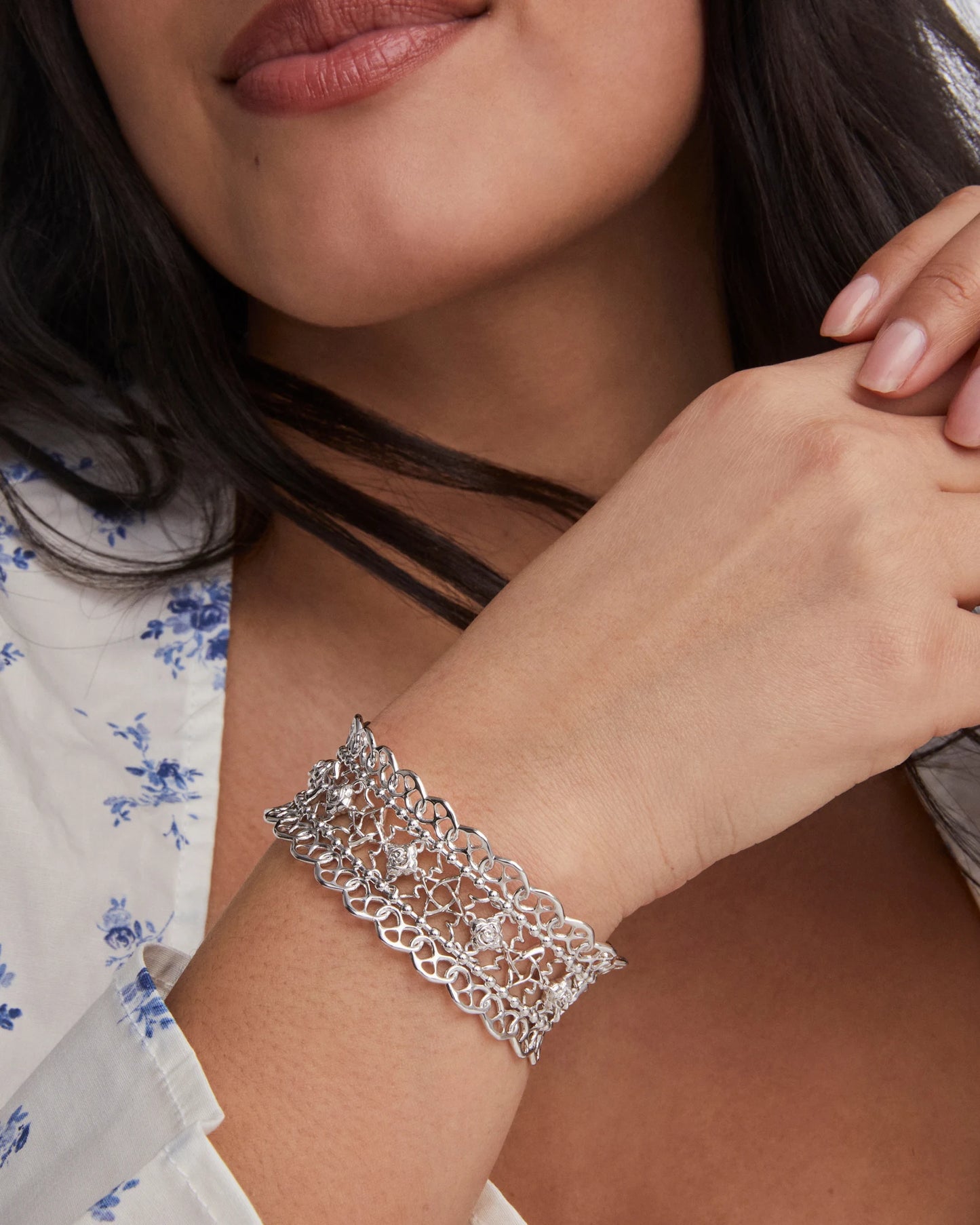 Krista Lace Cuff Bracelet Silver