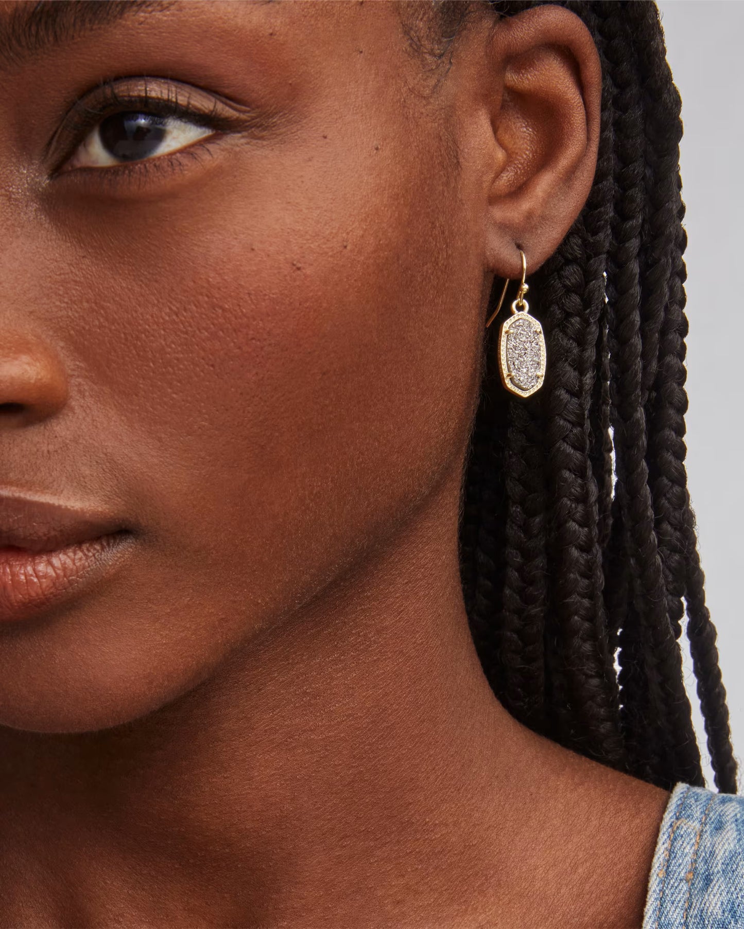 Lee Drop Earrings Gold Platinum Drusy