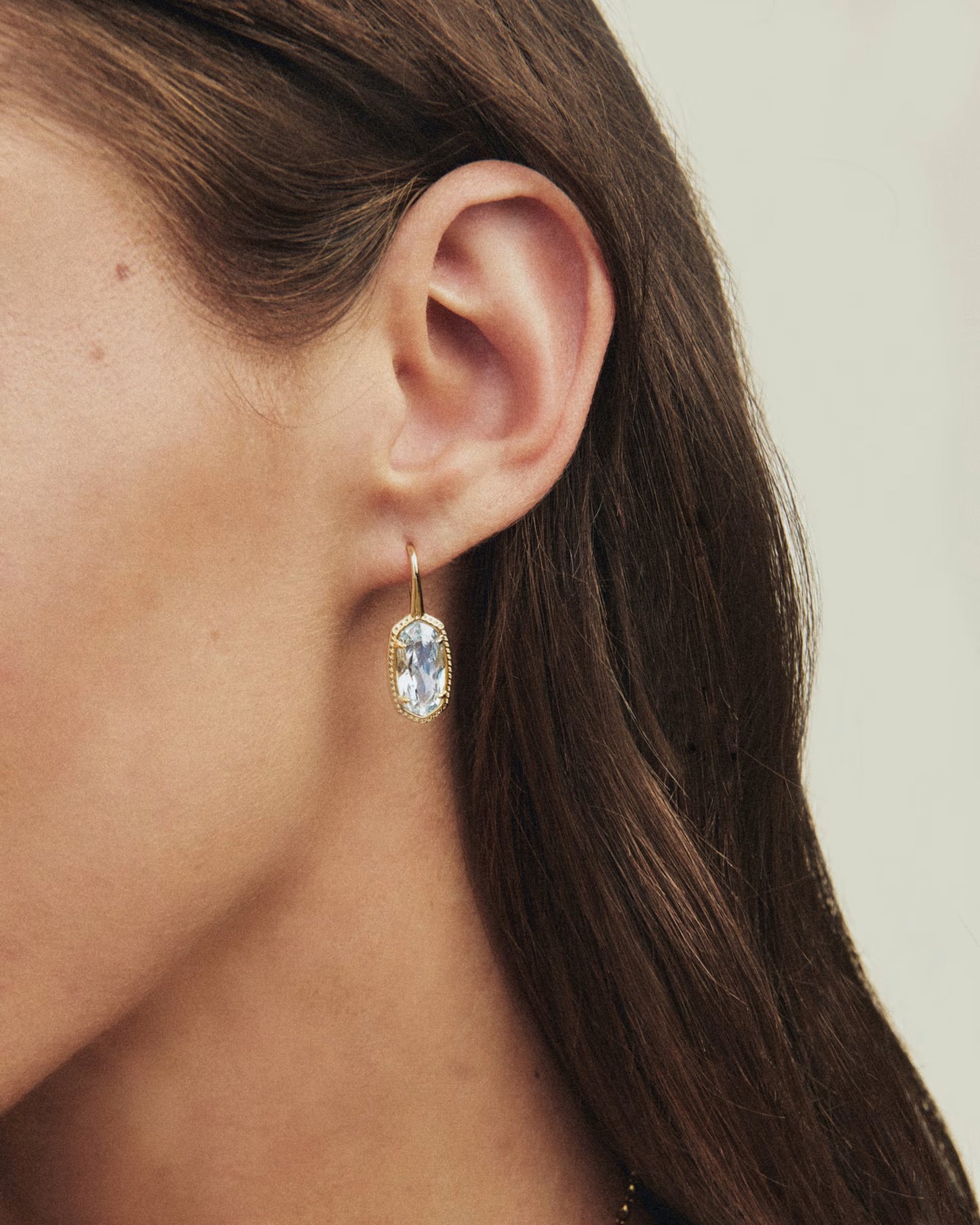 Lee Luxe Drop Earrings Gold Light Blue CZ