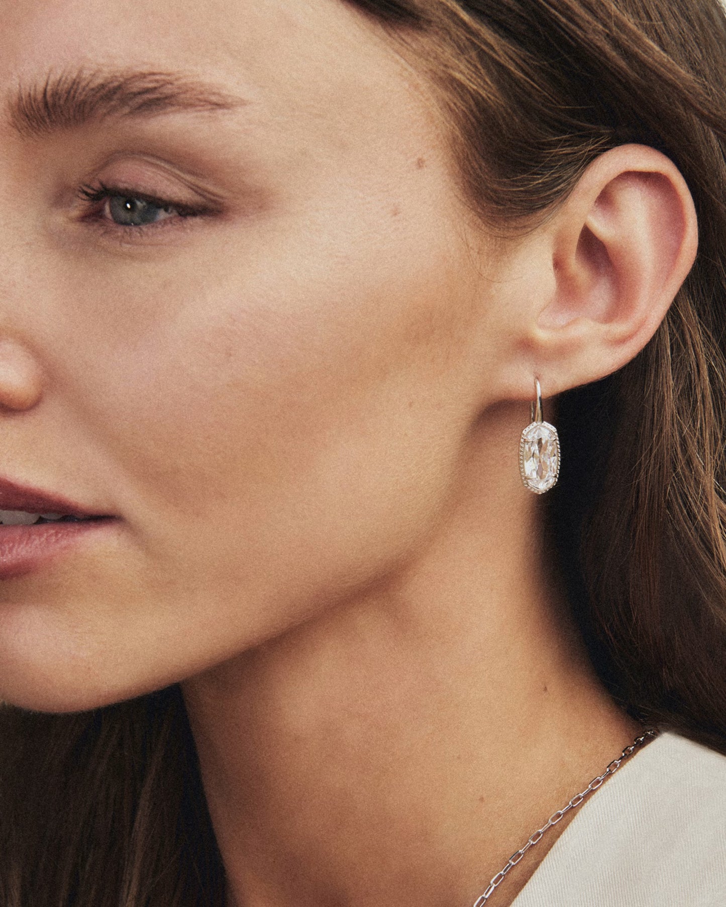 Lee Luxe Drop Earrings Silver White CZ