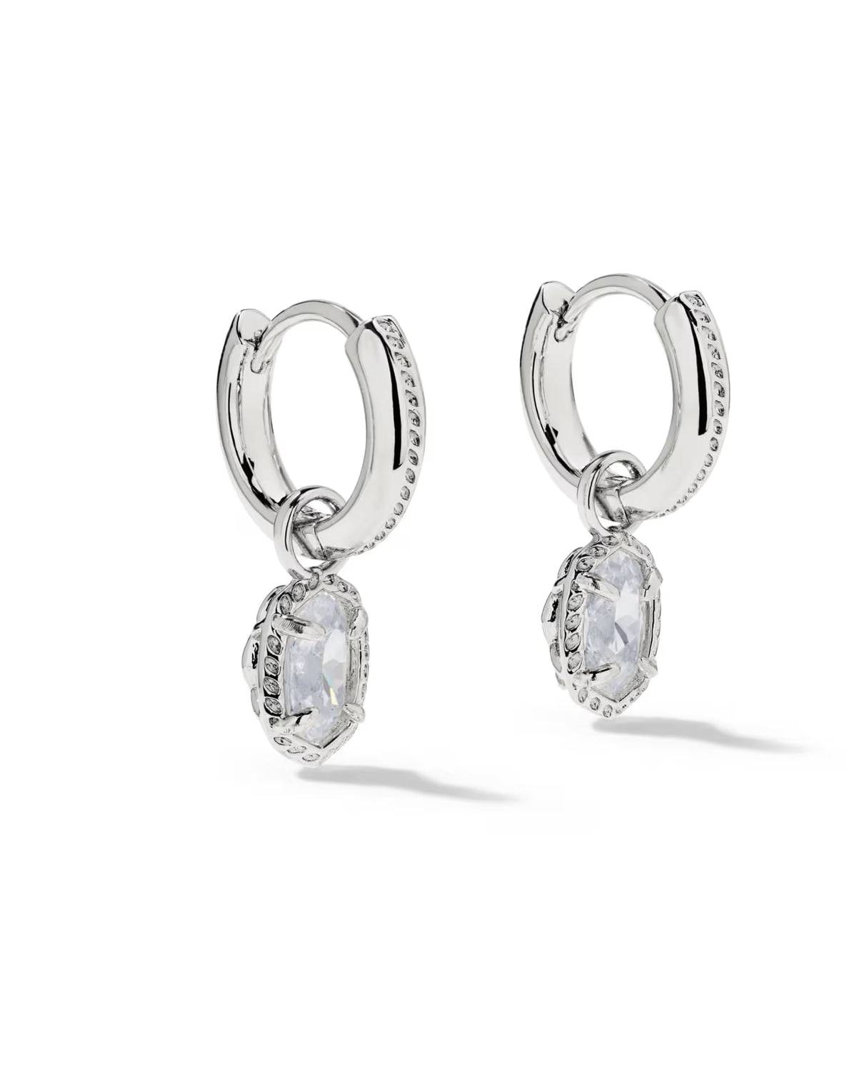 Mini Ellie Luxe Huggie Earrings Silver White CZ