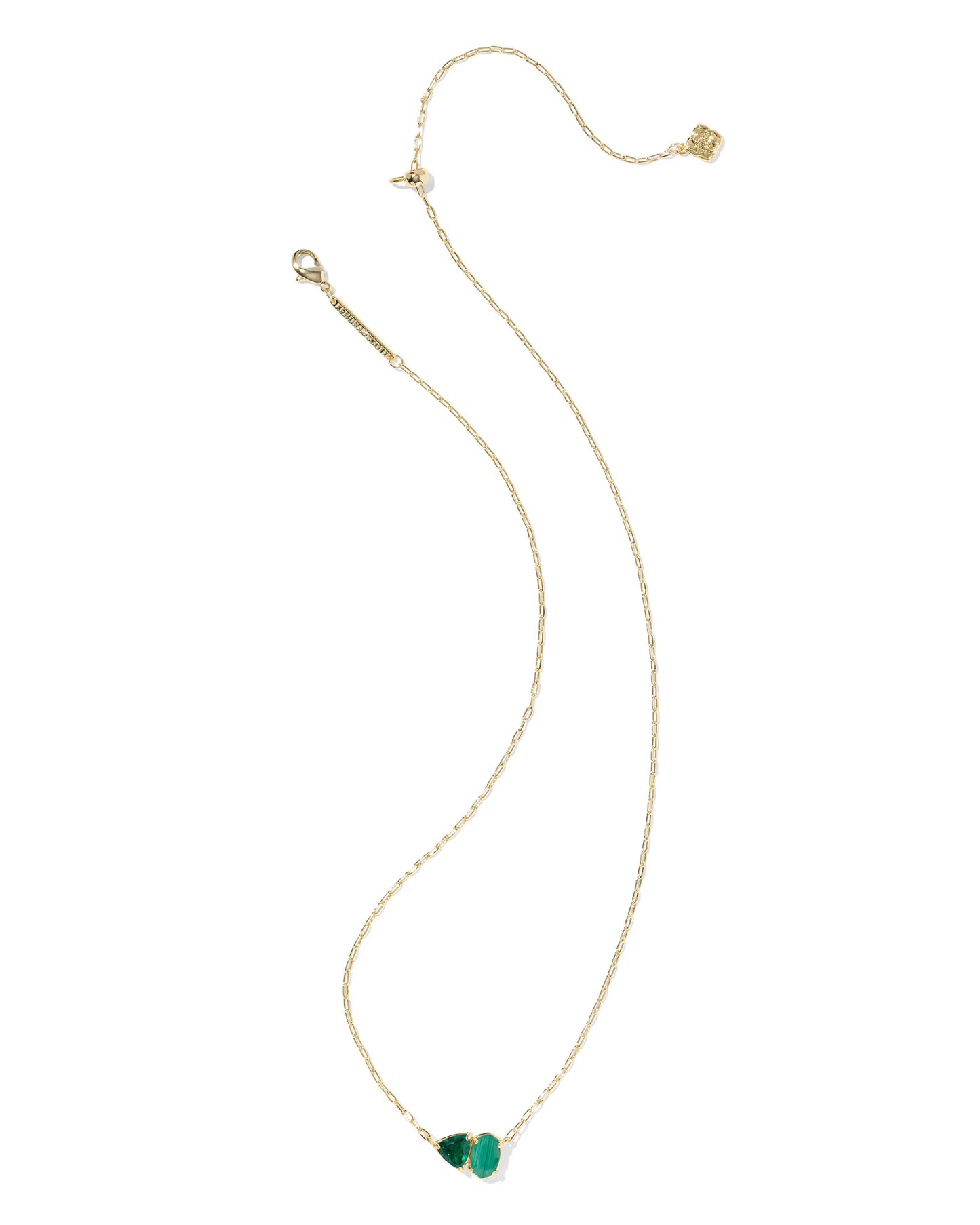 Tatum Short Pendant Necklace Gold Green Mix