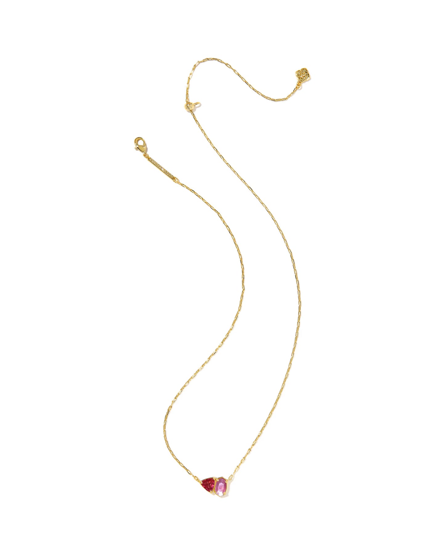 Tatum Short Pendant Necklace Gold Pink Mix
