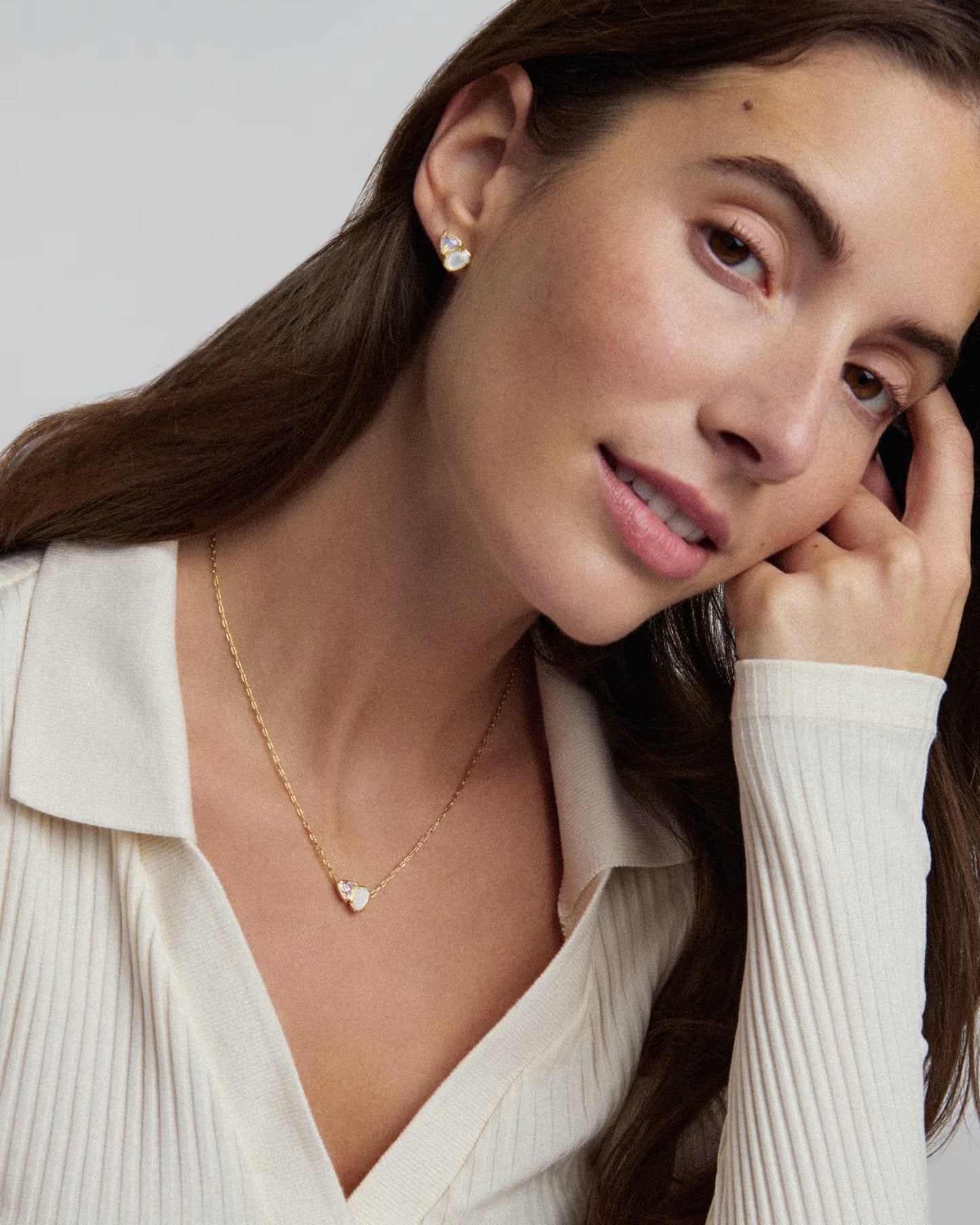 Tatum Short Pendant Necklace Gold Neutral Mix