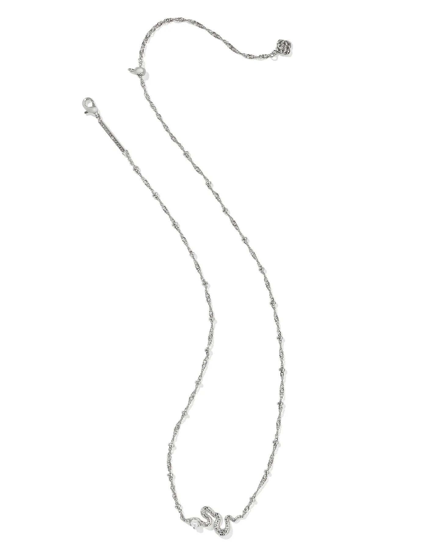 Lyle Silver Snake Short Pendant Necklace in White Pearl