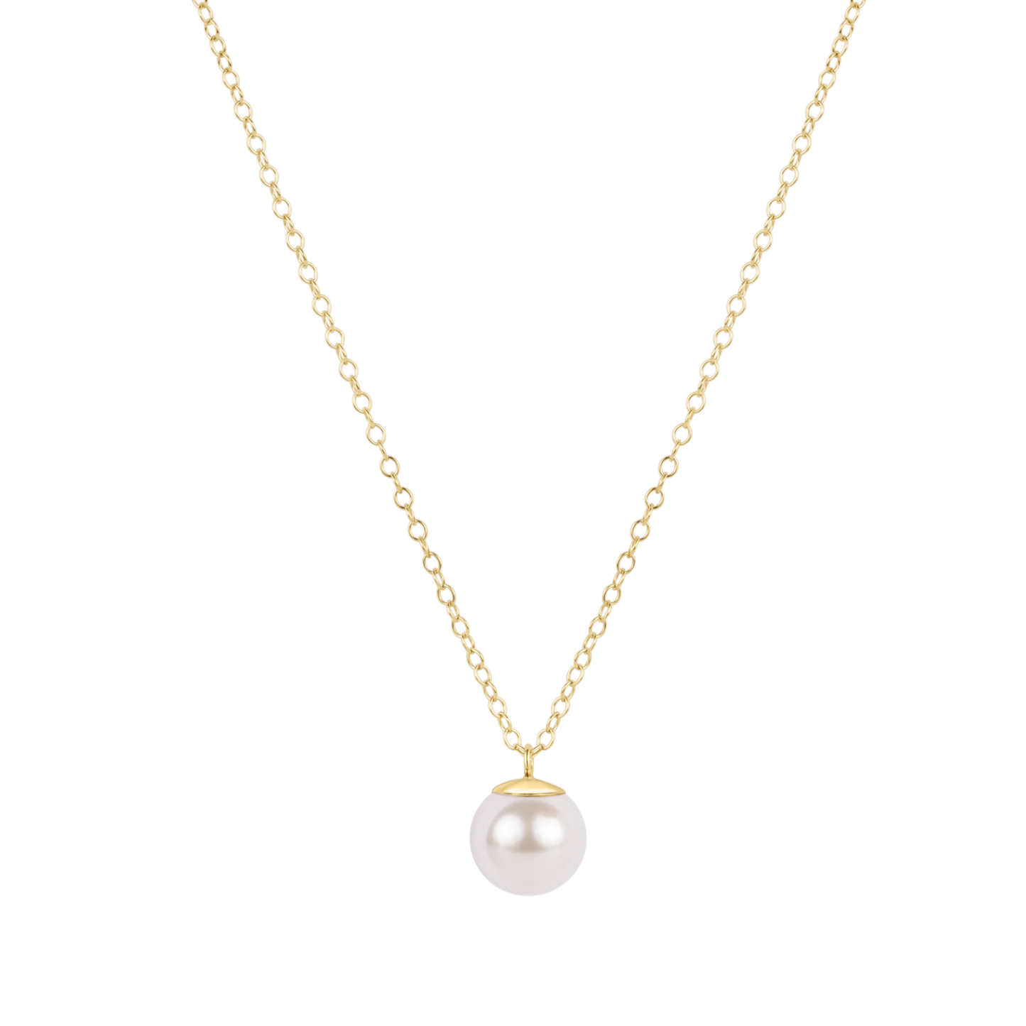 16" Necklace Gold Classic Pearl 8mm Charm