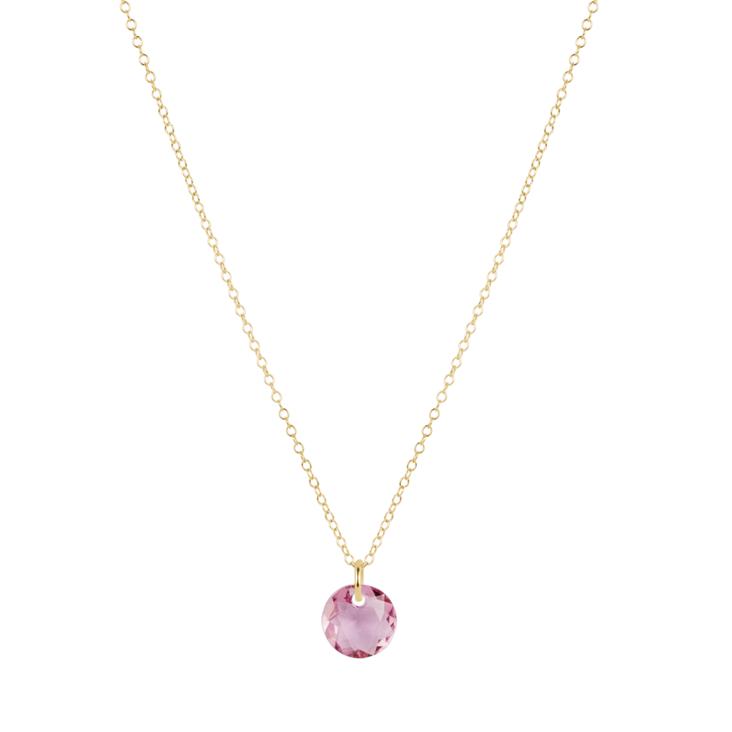 16" Necklace Gold Reflection Small Charm Amethyst