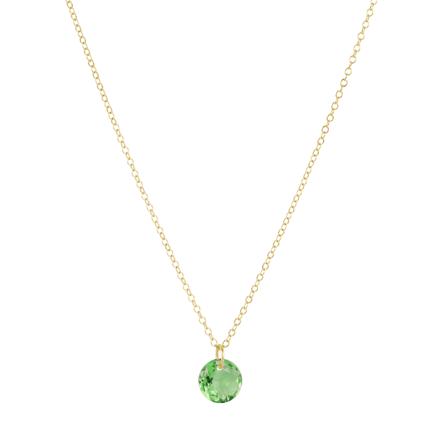 16" Necklace Gold Reflection Small Charm Peridot