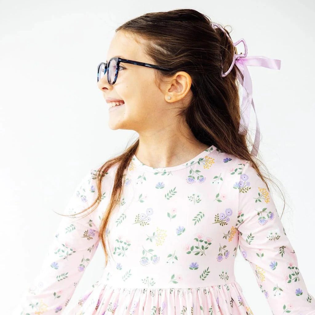 Pastel Petals 3/4 Sleeve Pocket Twirl Dress