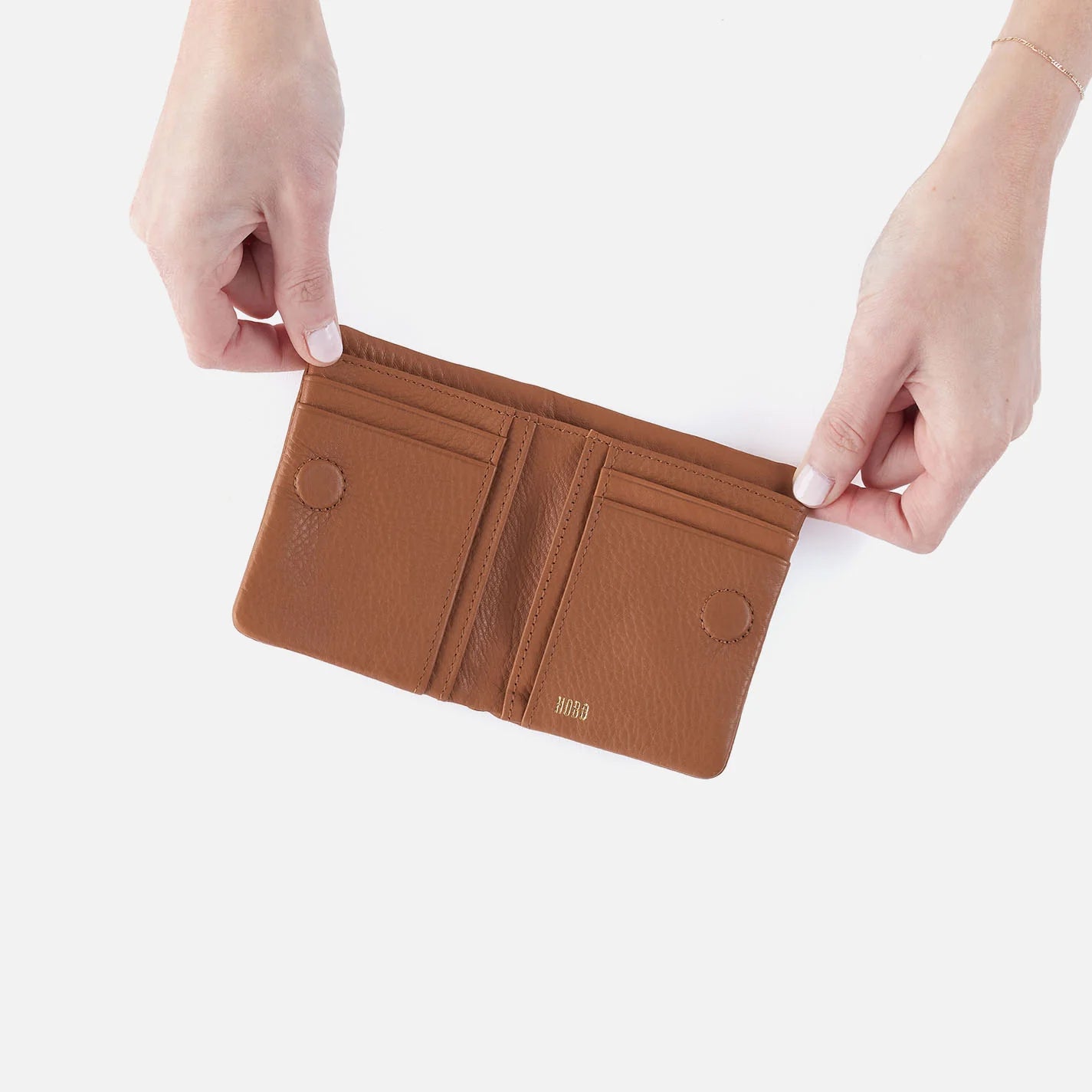 Lumen Mini Wallet Pebbled Leather Warm Honey