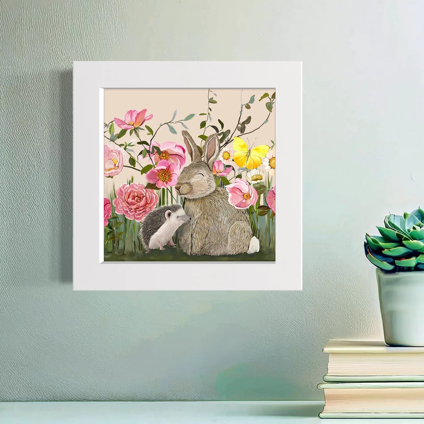 Springtime Friends - Hedgie and Bun Happy Square Art