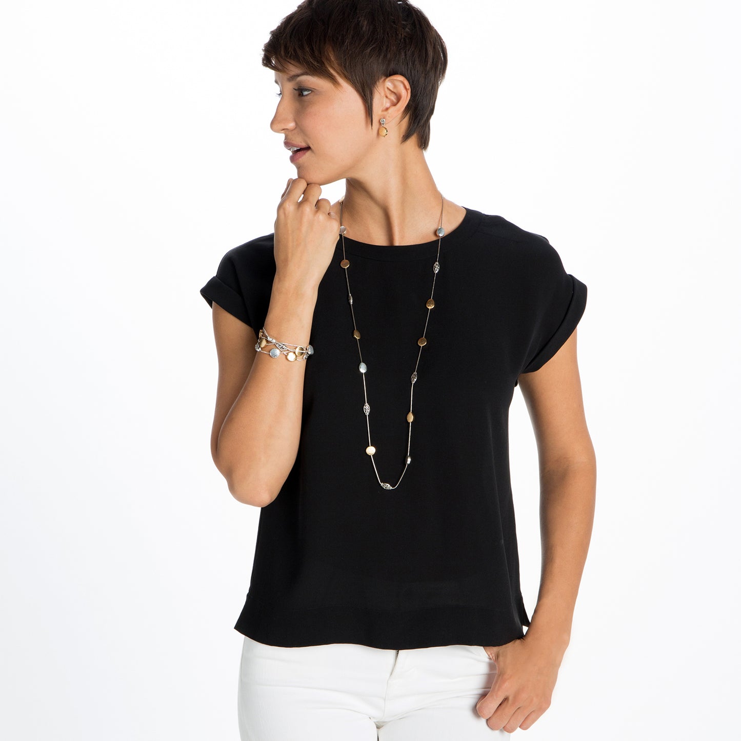 Mediterranean Long Necklace Two Tone