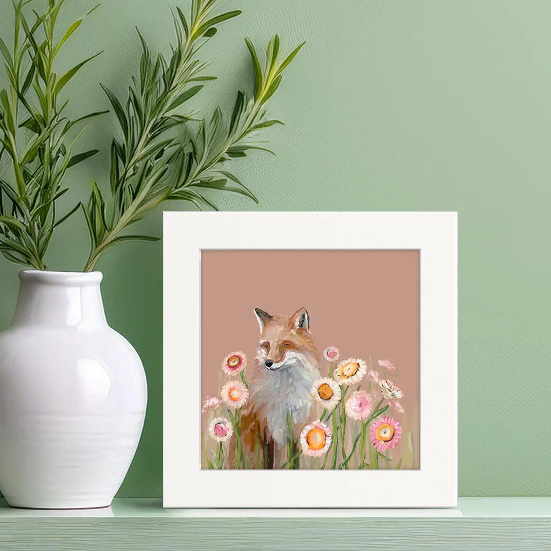 Wildflower Fox Happy Square Art