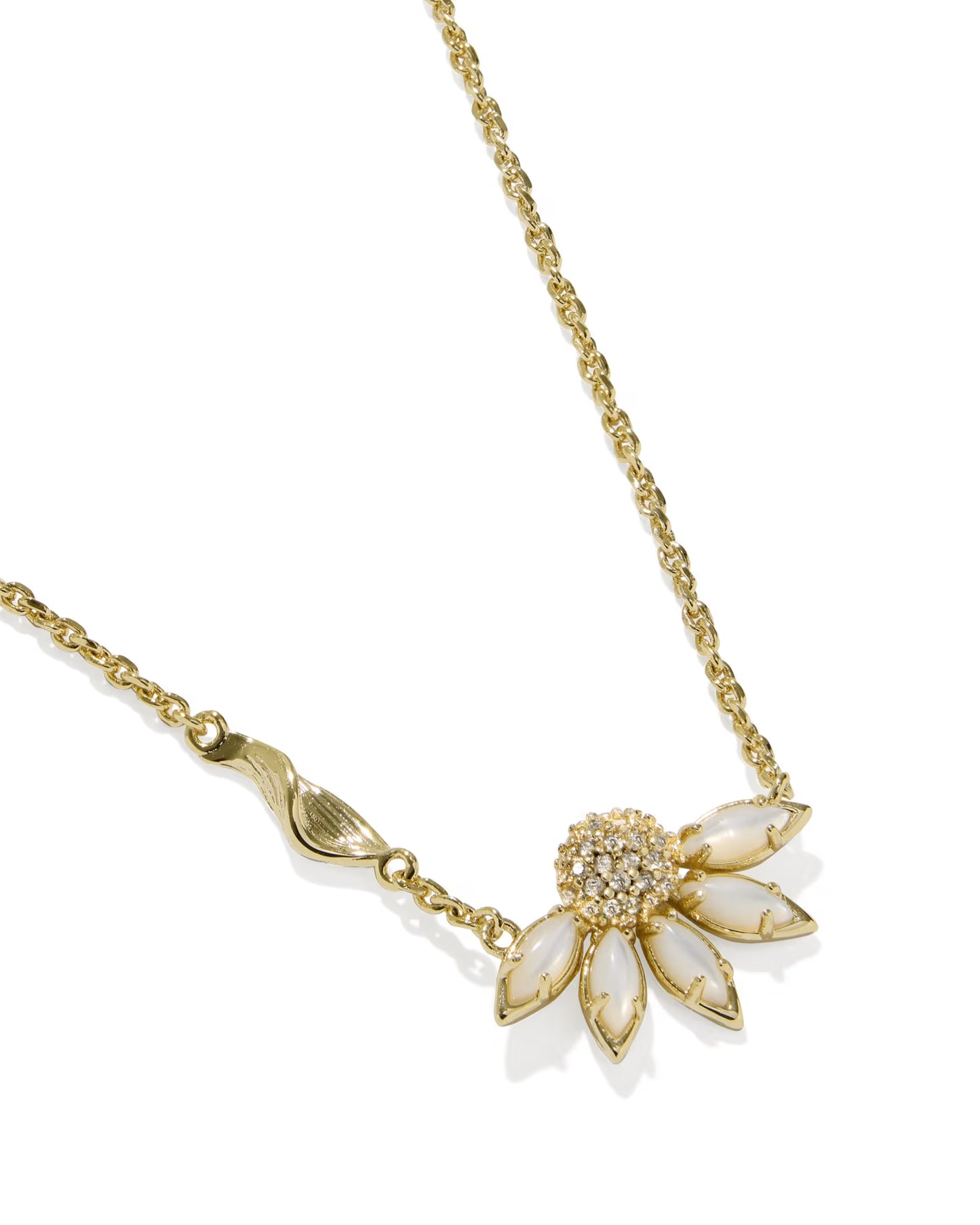 Anya Flower Short Pendant Necklace Gold Ivory Mix