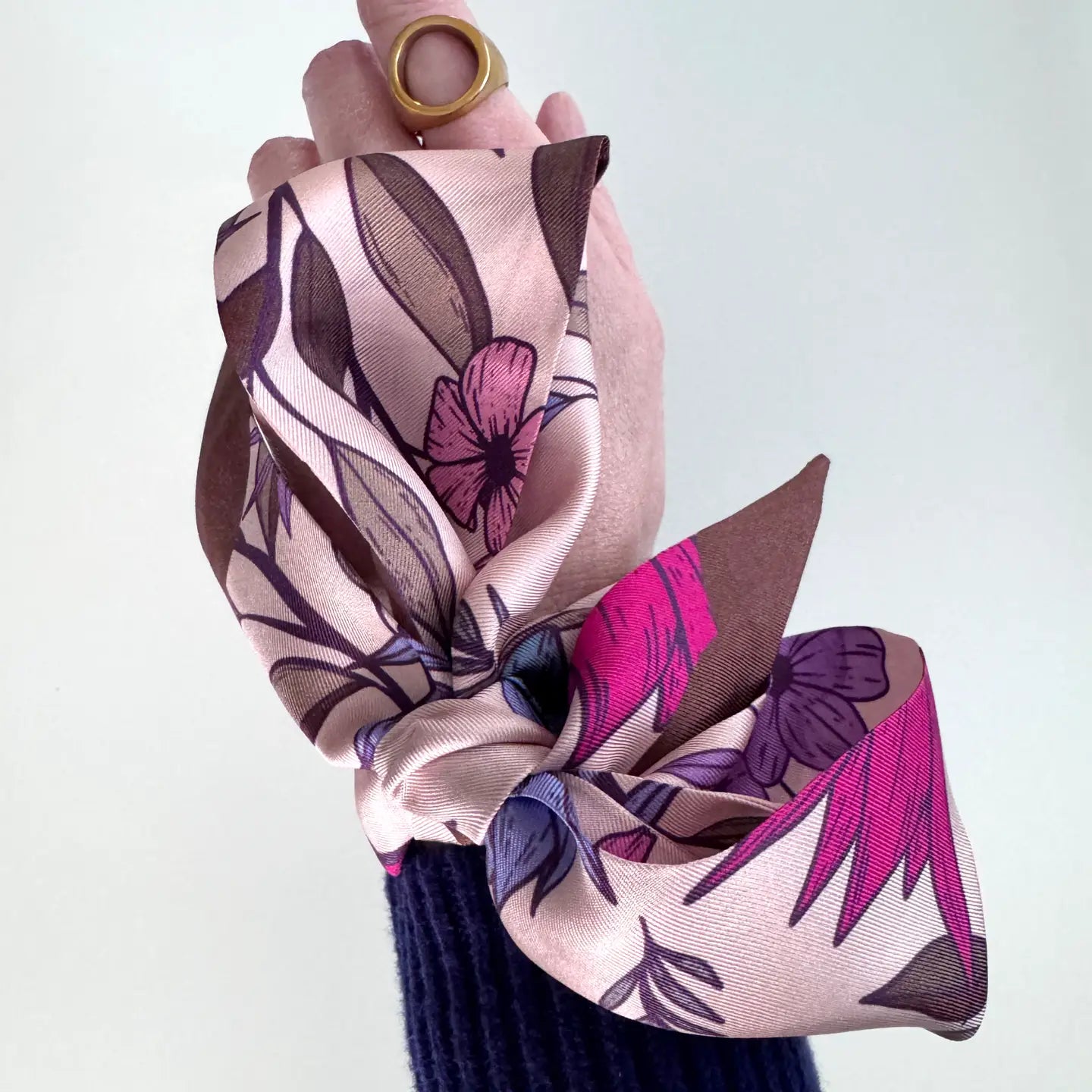 Vibrant Florals Skinny Silk Scarf Vibrant Florals