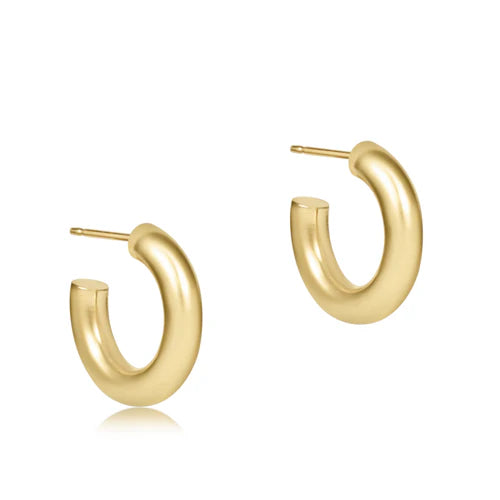 Round Gold 0.5" Post Hoop 4mm Smooth