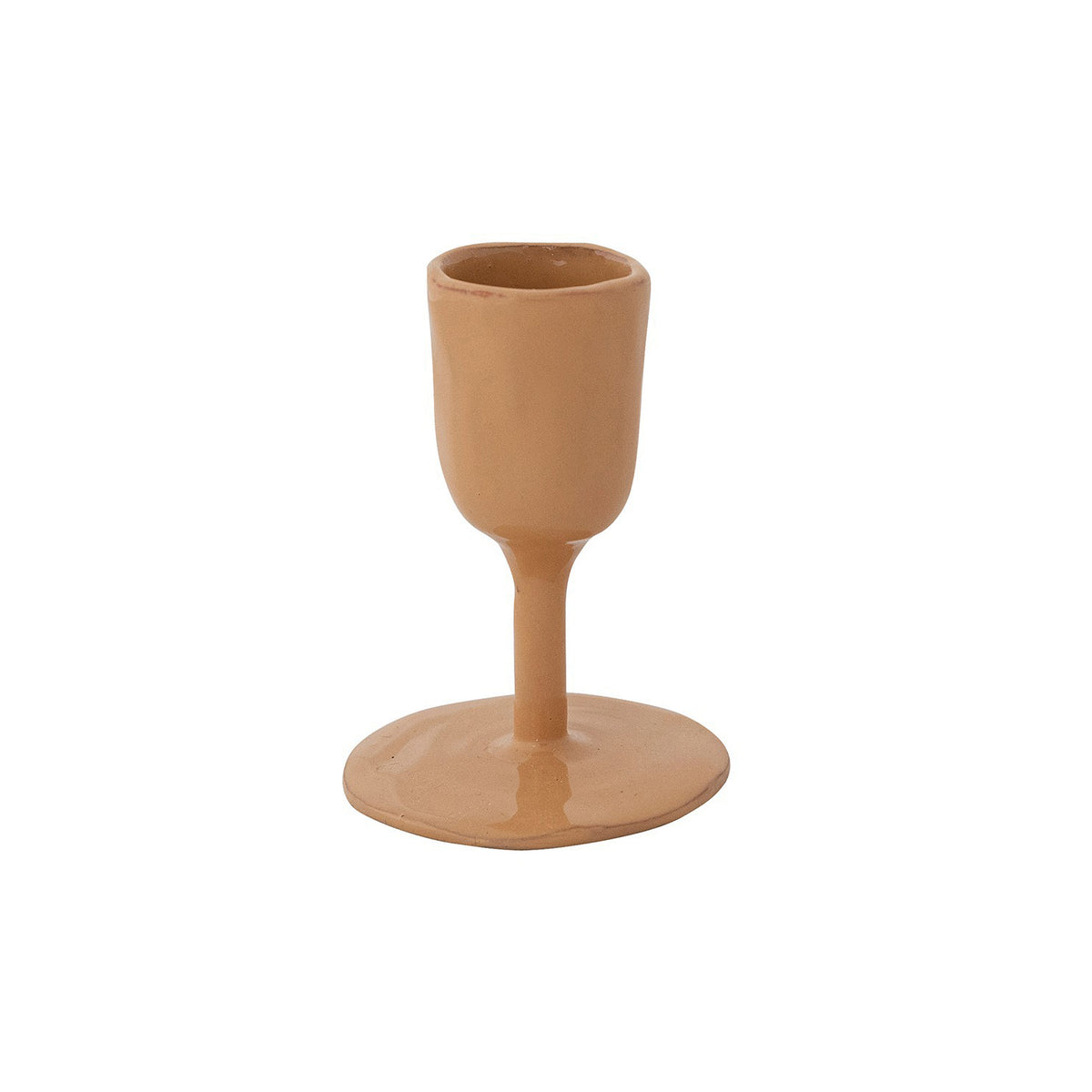 Beige Short Enameled Cast Iron Taper Holder