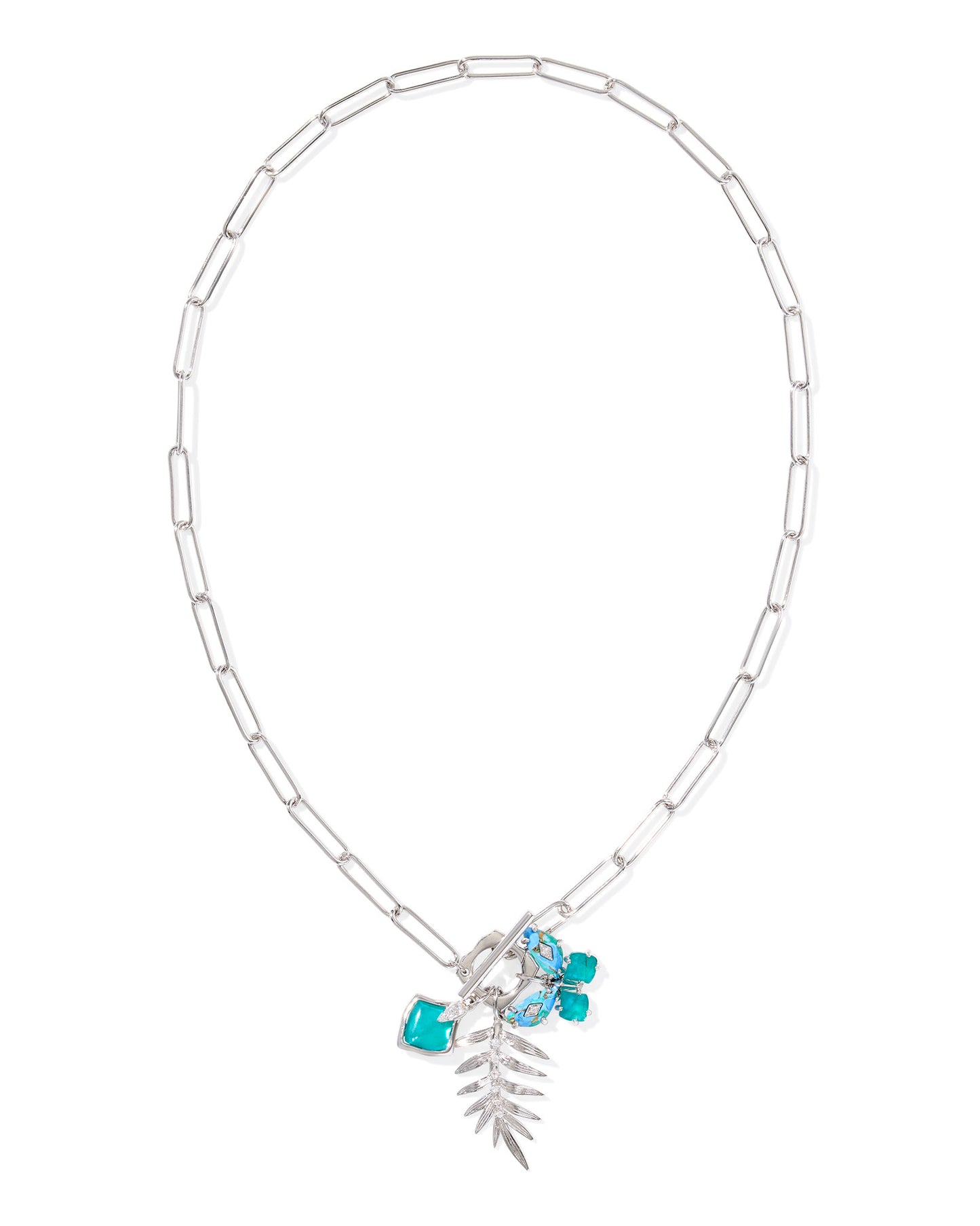 Bianca Butterfly Charm Necklace Silver Bright Aqua Mix