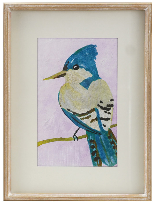 Blue Bird Wood Framed Glass Wall Decor