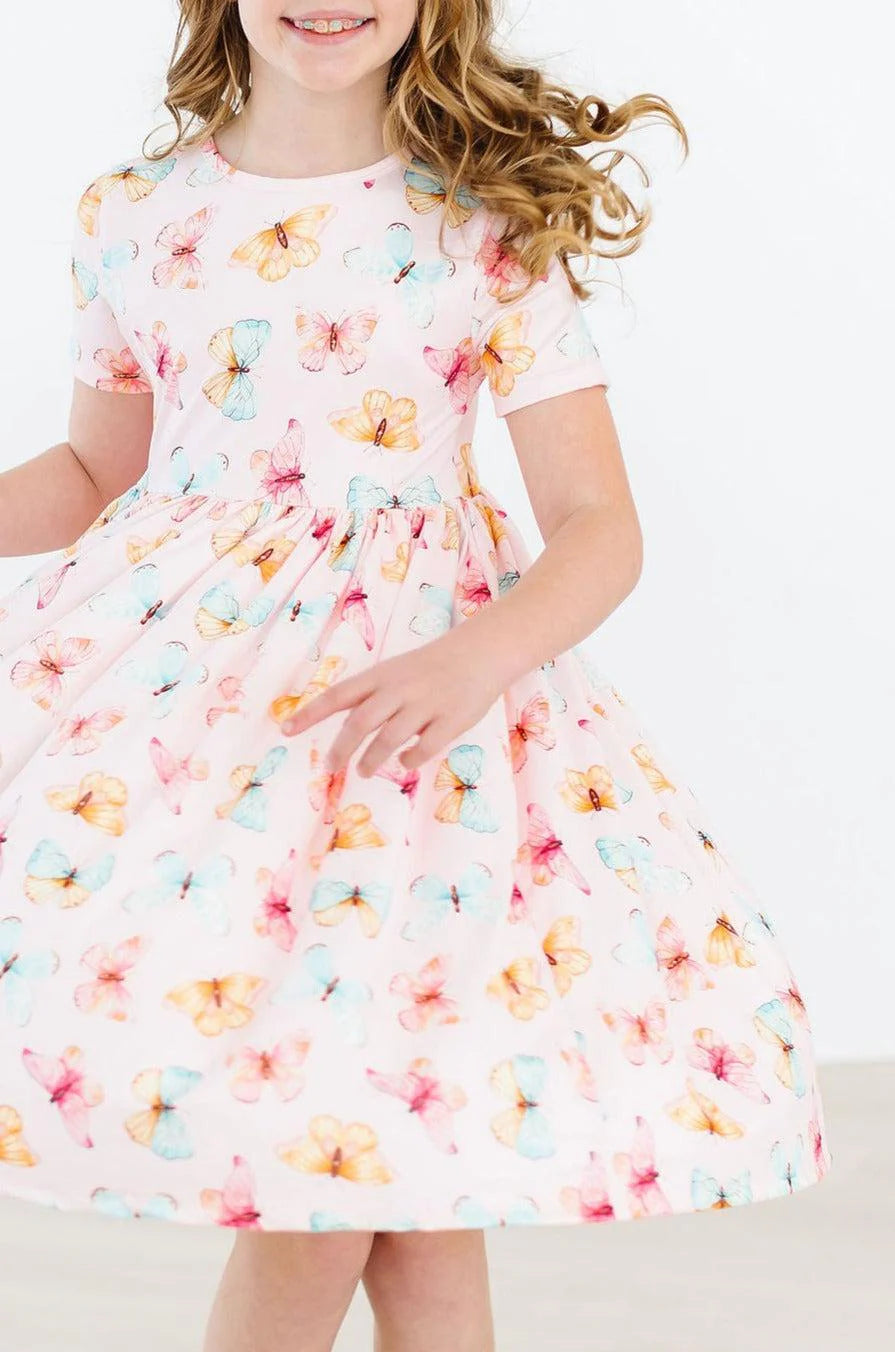 Short Sleeve Twirl Dress Butterfly Kisses