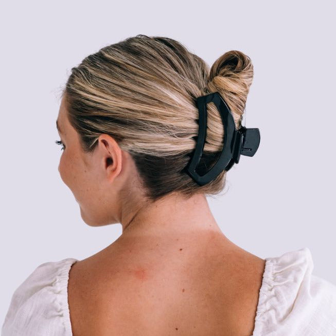 Jet Black Open Large Claw Hair Clip