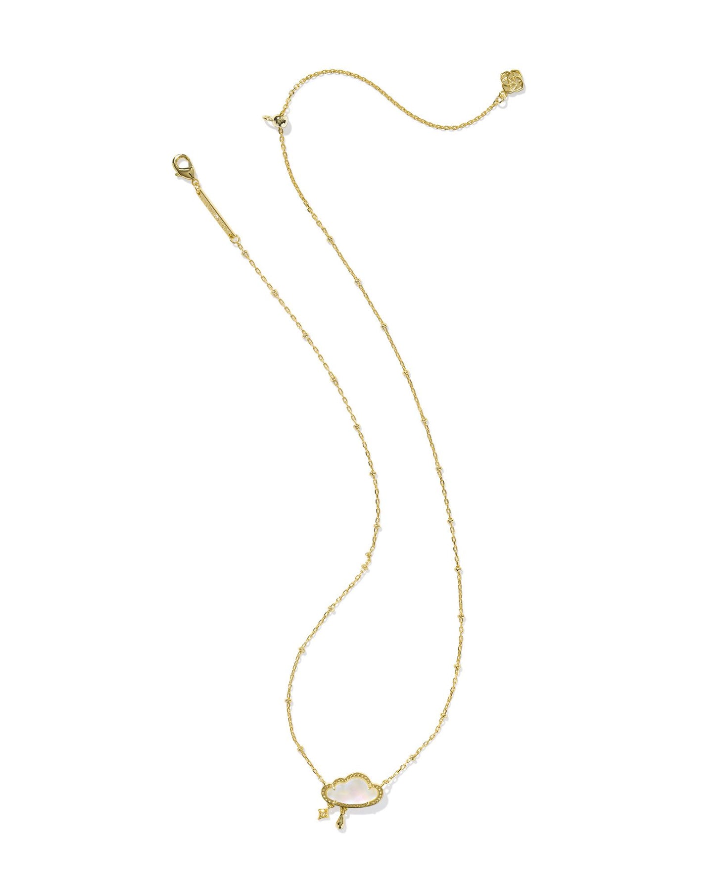 Celeste Cloud Short Pendant Necklace Gold Matte Dichroic Glass