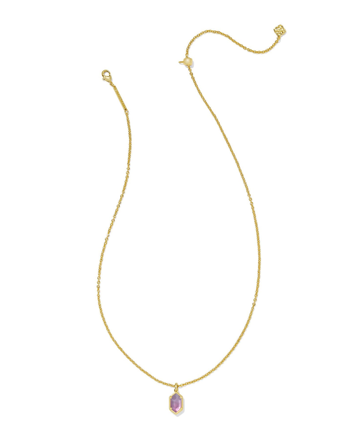 Hallie Short Pendant Necklace Gold Purple Watercolor Illusion