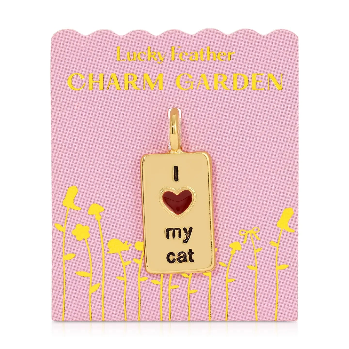 I Heart Cat Charm Garden Gold Charm