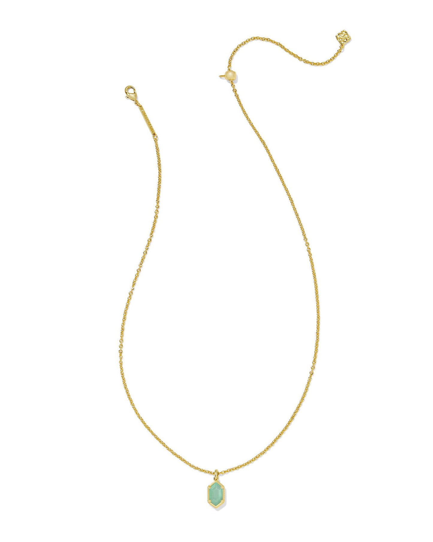 Hallie Short Pendant Necklace Gold Mint Green Watercolor Illusion