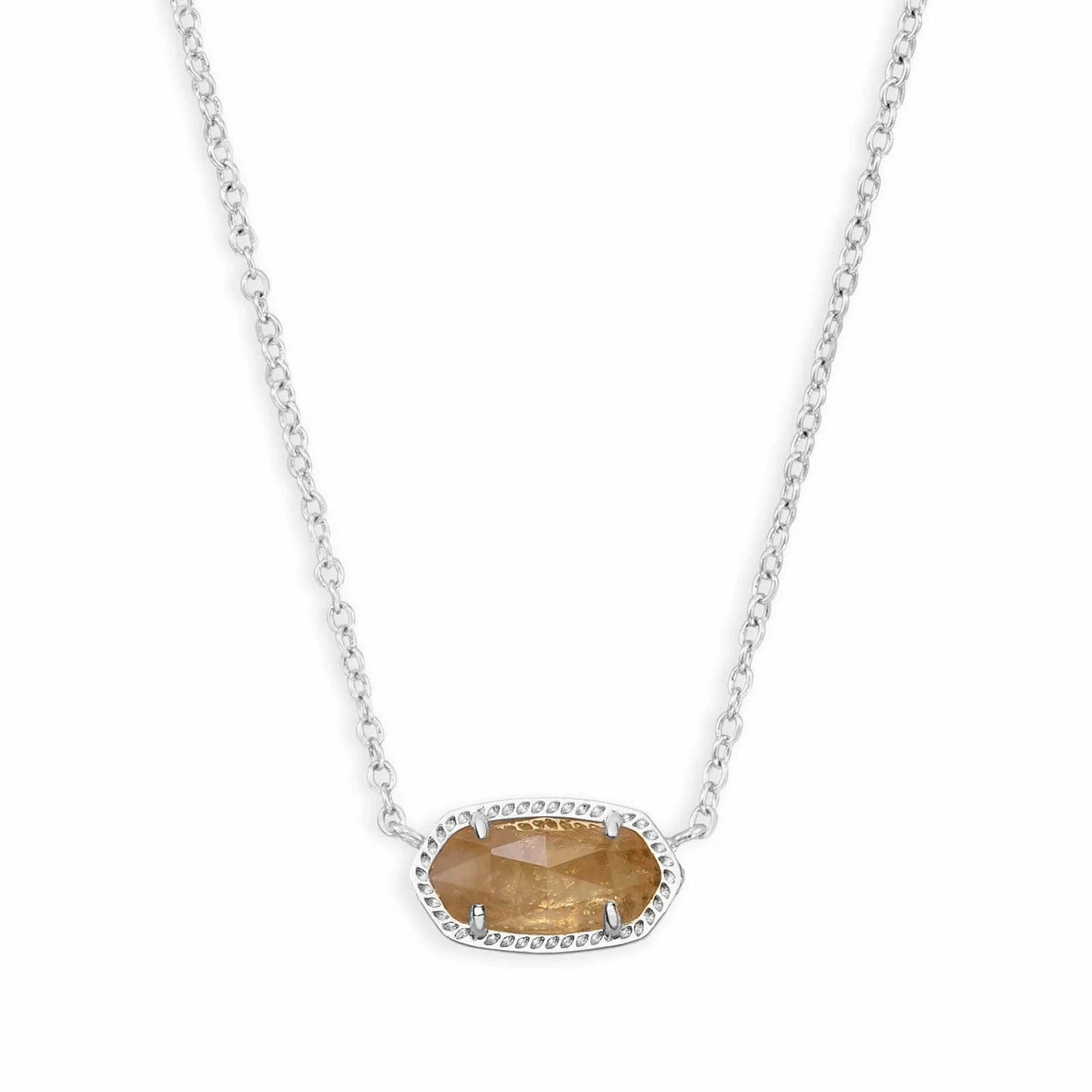Elisa November Birthday Silver Necklace Orange Citrine