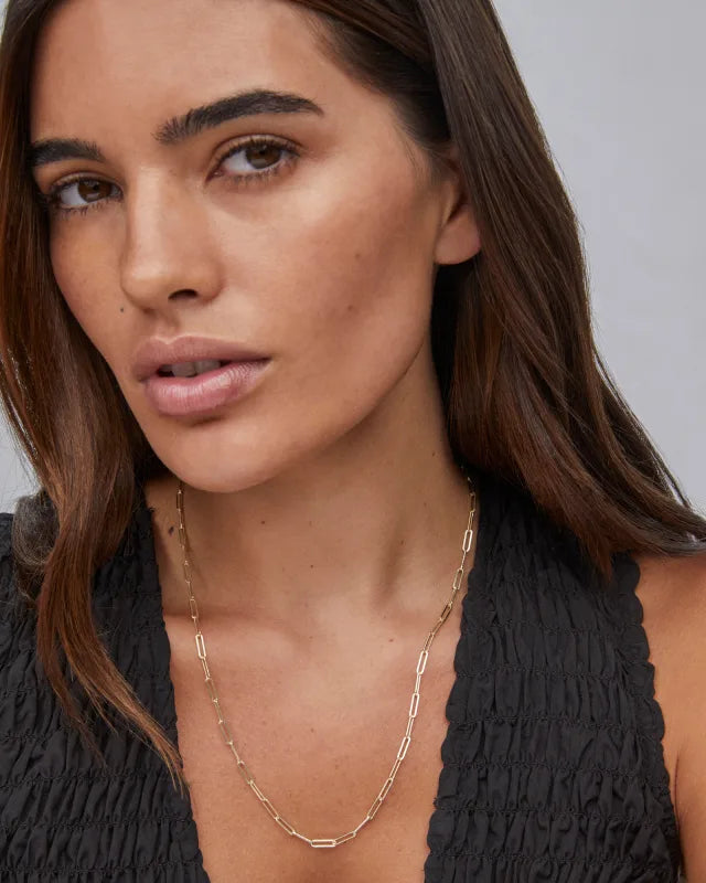 Courtney Paperclip Necklace Gold Metal