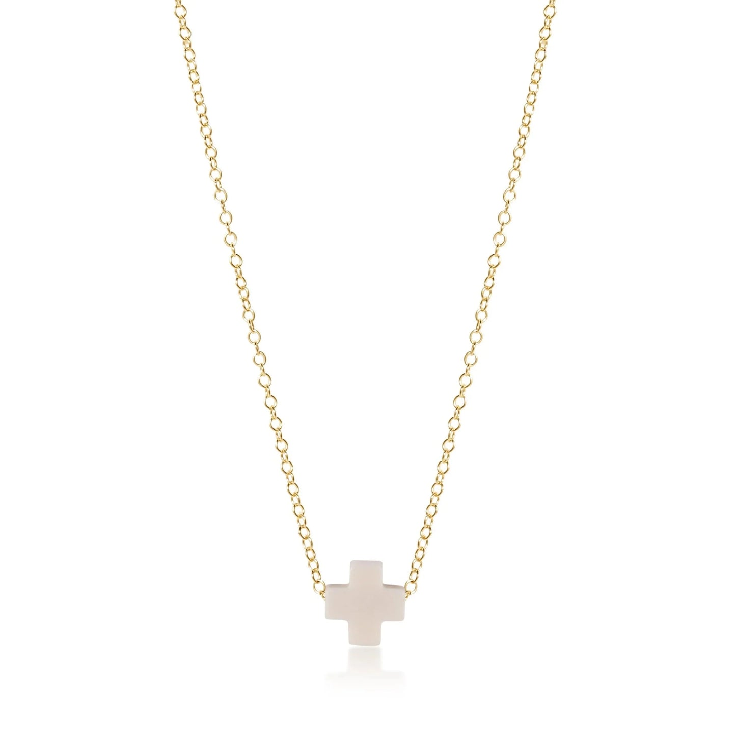 16" Necklace Gold Signature Cross Small Off White