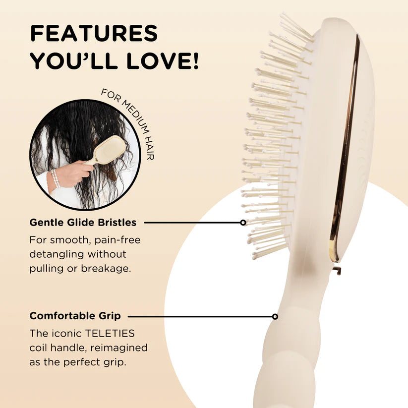Detangler Full-Size Hair Brush for Medium Hair Tan