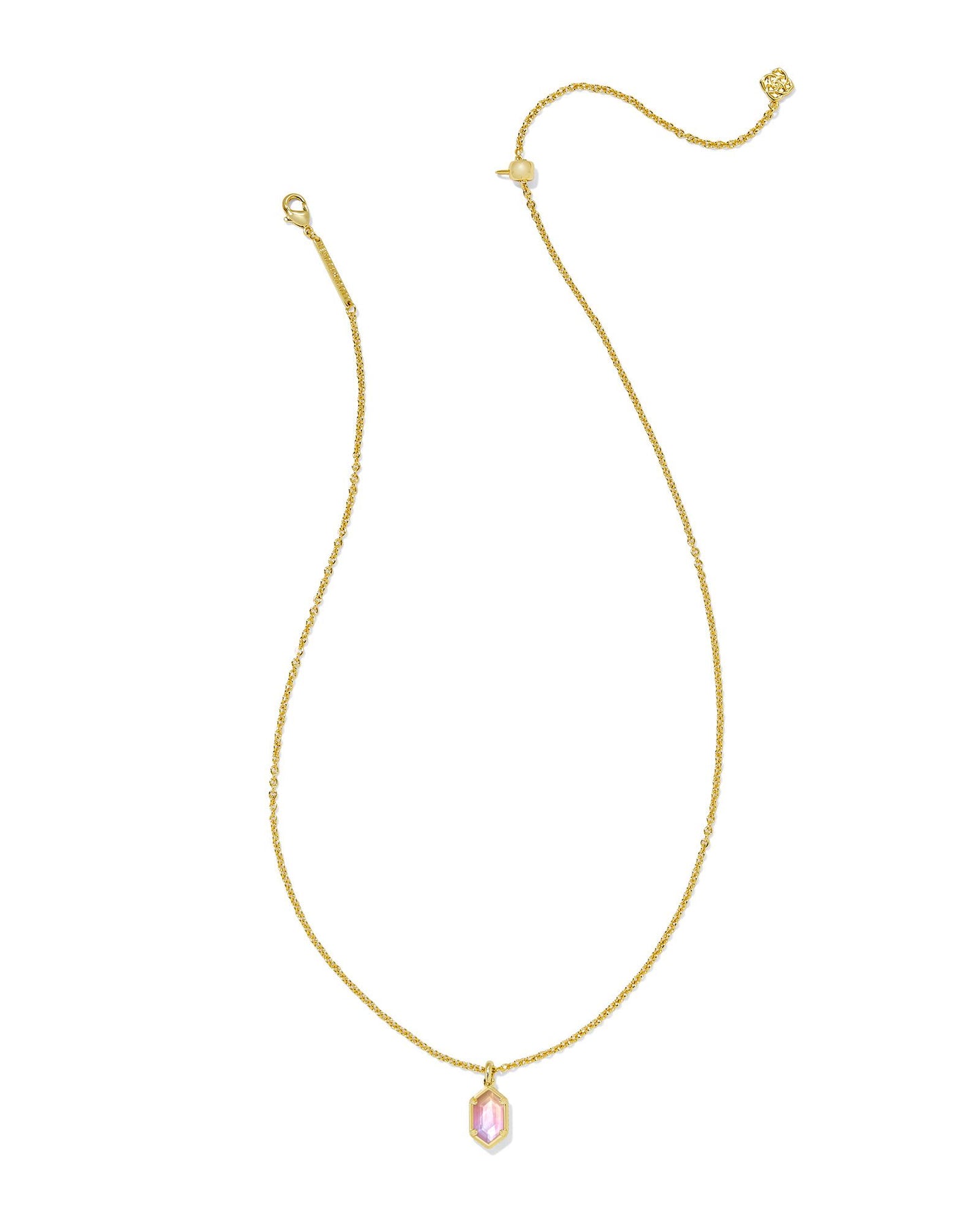 Hallie Short Pendant Necklace Gold Sunrise Watercolor Illusion